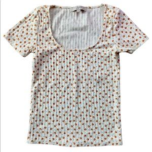 Loft Scoop Neck Floral Slim Fit T-shirt